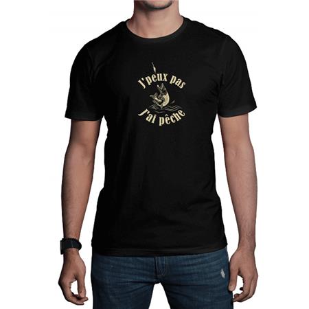 T-SHIRT MANICHE CORTE BAMBINO NON POSSO HO PESCA - NERO BARTAVEL THEME CHASSE J'PEUX PAS J'AI PÊCHE - NOIR