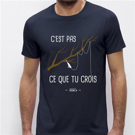 T-SHIRT MANICHE CORTE UOMO - MARINE MONSIEUR PÊCHEUR C'EST PAS CE QUE TU CROIS - MARINE