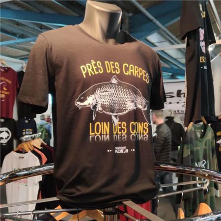 T-SHIRT MANICHE CORTE UOMO MONSIEUR PÊCHEUR PRÈS DES CARPES, LOIN DES CONS - NERO