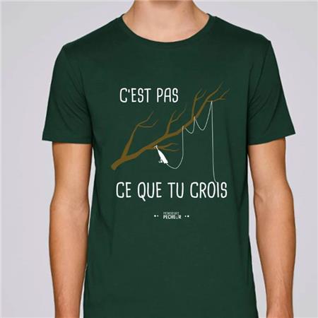 T-SHIRT MANICHE CORTE UOMO - VERDE MONSIEUR PÊCHEUR C'EST PAS CE QUE TU CROIS - VERT