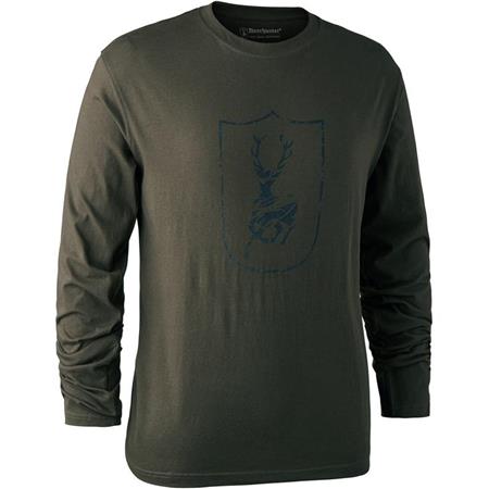 T-Shirt Maniche Lunghe Deerhunter Logo Bouclier L/S Arte Green