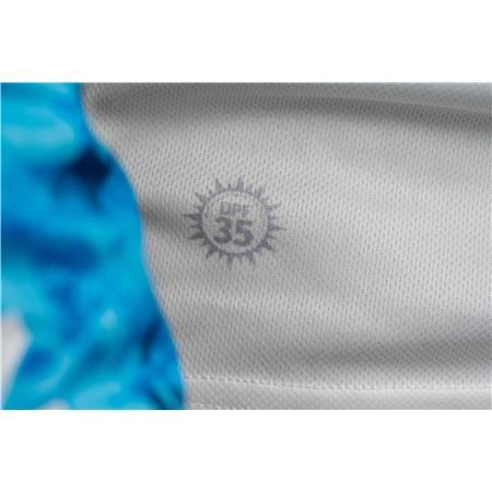 T-SHIRT MANICHE LUNGHE UOMO - BIANCO/BLU PRESTON INNOVATIONS PERFORMANCE SUN SHIRT UPF-35 - BLANC/BLEU