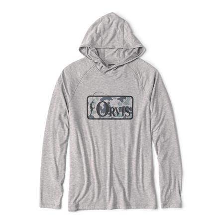 T-SHIRT MANICHE LUNGHE UOMO TECNICO CON CAPPUCCIO - GRIGIO ORVIS TECHNIQUE AVEC CAPUCHE DRICAST LOGO - GRIS