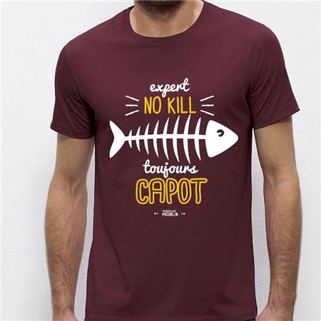 T-Shirt Med Korte Ærmer Til Herre Monsieur Pêcheur Expert No Kill - Bordeaux