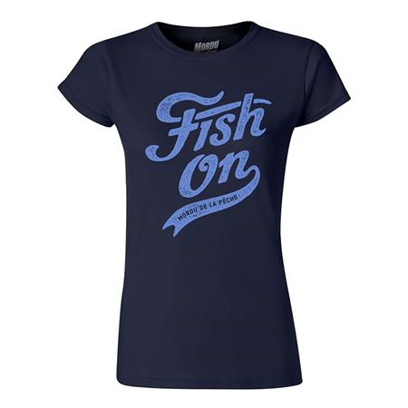 T-Shirt Med Korte Ærmer Til Kvinder Cyril Chauquet Fish On Vintage - Marineblå