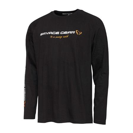 T-Shirt Med Lange Ærmer Til Mænd Savage Gear Signature Logo Long Sleeve - Sort