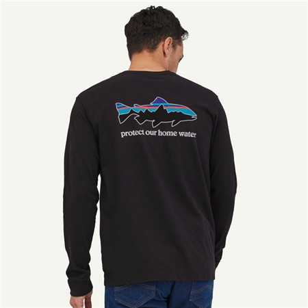 T-SHIRT MĘSKI Z DŁUGIM RĘKAWEM PATAGONIA L/S HOME WATER TROUT RESPONSIBILI-TEE - CZARNY
