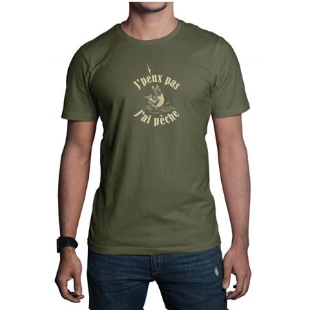 T-Shirt Męski Z Krótkim Rękawem Bartavel Nature Nie Mogę, Idę Na Ryby - Khaki