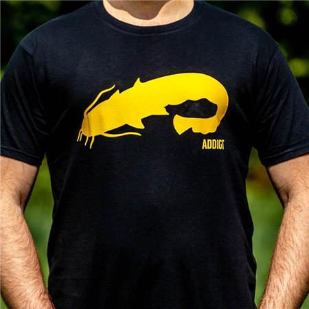 T-SHIRT MĘSKI Z KRÓTKIM RĘKAWEM FISHXPLORER ADDICT SILURE - CZARNY