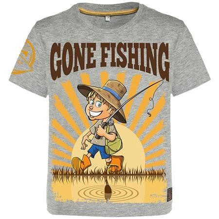 T-Shirt Met Korte Mouwen Junior Hot Spot Design Children Gone Fishing - Grijs