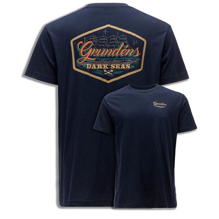 T-SHIRT TIL MÆND MED KORTE ÆRMER GRUNDÉNS DARK SEAS X WATERCRAFT SS DARK - MARINEBLÅ