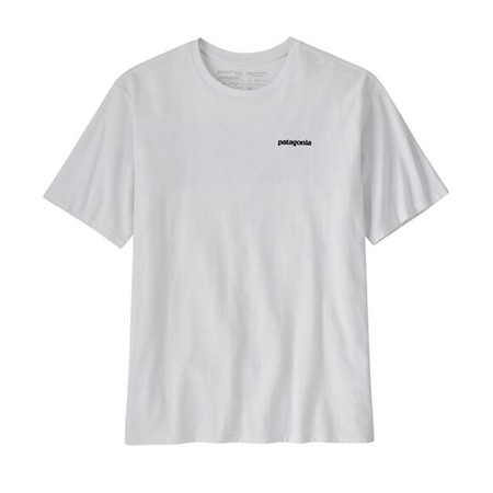 T-SHIRT TIL MÆND MED KORTE ÆRMER PATAGONIA P-6 LOGO RESPONSIBILI-TEE - HVID