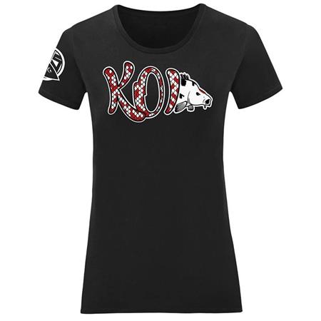 T-Shirt Woman Short Sleeves Hot Spot Design Koi Black