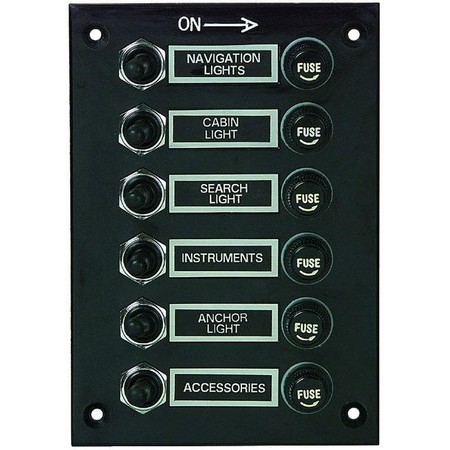 Tableau Euromarine Bakelite Noir - 6 Interrupteurs