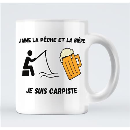 Tasse J’Aime La Pêche Et La Bière, Je Suis Carpiste