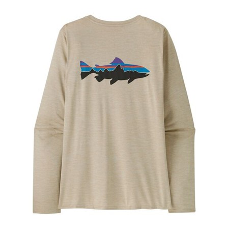Tee-Shirt Damski Z Długim Rękawem Patagonia W's L/S Cap Cool Daily Graphic Shirt - Pumice X-Dye