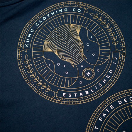 TEE SHIRT KORTE MOUWEN MAN KUMU HEADS OR TAIL - BLEU