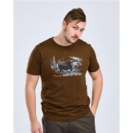 TEE SHIRT KORTE MOUWEN MAN PINEWOOD MOOSE - MARRON