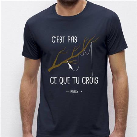 TEE SHIRT KURZARM HERREN MONSIEUR PÊCHEUR C'EST PAS CE QUE TU CROIS - MARINEBLAU