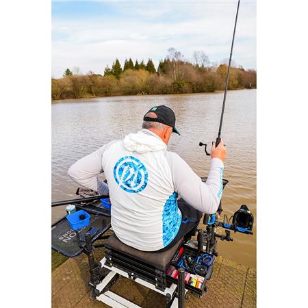 TEE SHIRT LANGE MOUWEN MAN PRESTON INNOVATIONS PERFORMANCE HOODED SUN SHIRT UPF-40 - BLANC/GRIS