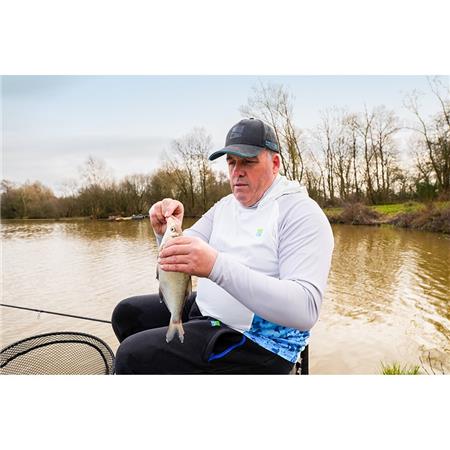 TEE SHIRT LANGE MOUWEN MAN PRESTON INNOVATIONS PERFORMANCE HOODED SUN SHIRT UPF-40 - BLANC/GRIS