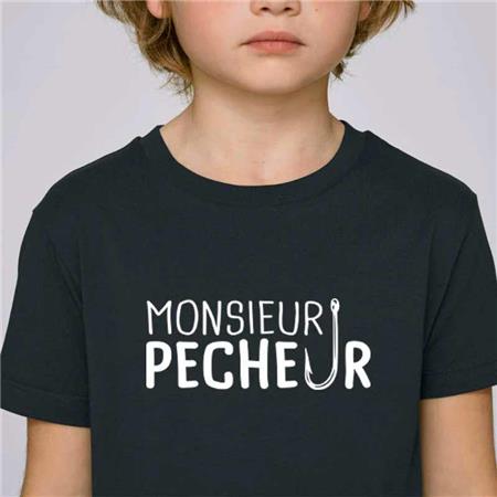 Tee Shirt Manches Courtes Enfant Monsieur Pêcheur - Black