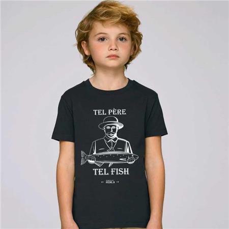 Tee Shirt Manches Courtes Enfant Monsieur Pêcheur Tel Père Tel Fish - Black