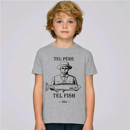 Tee Shirt Manches Courtes Enfant Monsieur Pêcheur Tel Père Tel Fish - Heather Grey