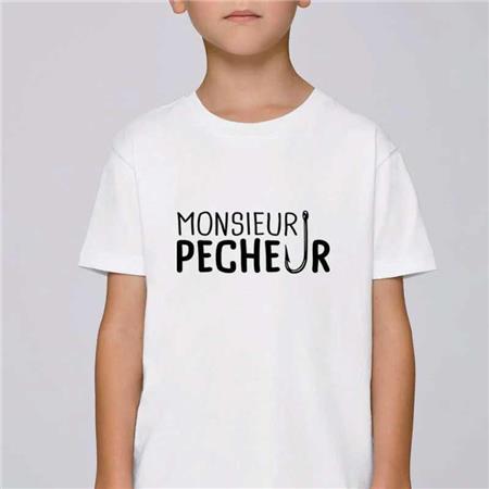 Tee Shirt Manches Courtes Enfant Monsieur Pêcheur - White