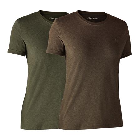 Tee-Shirt Manches Courtes Femme Deerhunter Basique - Vert/Marron - Par 2