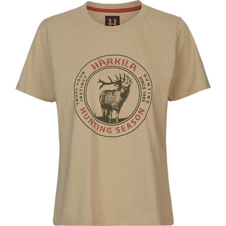 Tee-Shirt Manches Courtes Femme Harkila Stag Badge S/S W - Sand