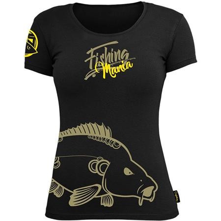 Tee Shirt Manches Courtes Femme Hot Spot Design Fishing Mania Carpfishing - Noir