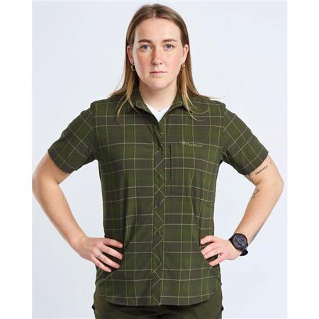 TEE SHIRT MANCHES COURTES FEMME PINEWOOD ABISKO TREKKING S/S - MOSS GREEN