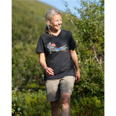 TEE SHIRT MANCHES COURTES FEMME PINEWOOD FINNVEDEN RECYCLED OUTDOOR - ANTHRACITE/SUNSET