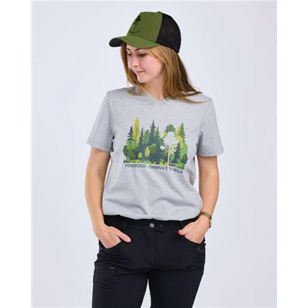 TEE SHIRT MANCHES COURTES FEMME PINEWOOD FINNVEDEN RECYCLED OUTDOOR - GRIS FOREST