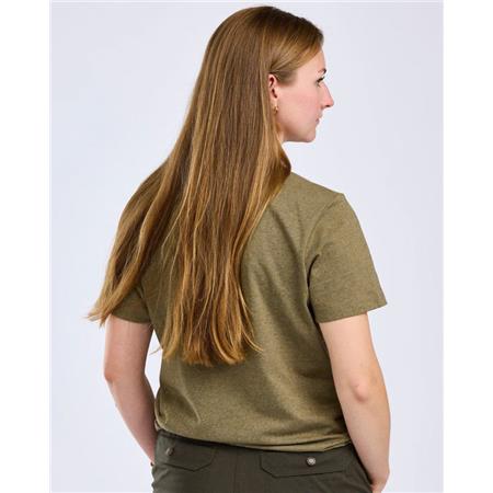 TEE SHIRT MANCHES COURTES FEMME PINEWOOD FINNVEDEN RECYCLED OUTDOOR - OLIVE MEL PINE TREE