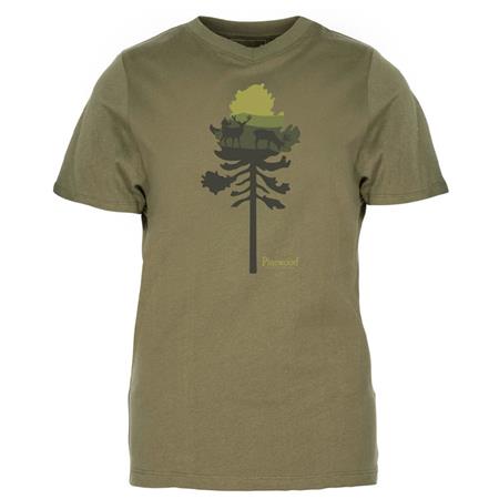 Tee Shirt Manches Courtes Femme Pinewood Finnveden Recycled Outdoor - Olive Mel Pine Tree
