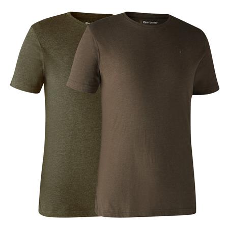 Tee-Shirt Manches Courtes Homme Deerhunter Basique - Vert/Marron - Par 2