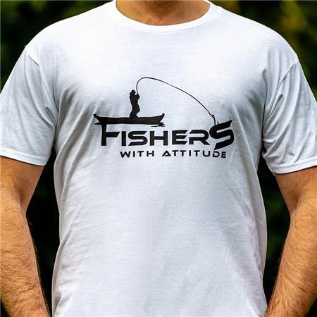TEE SHIRT MANCHES COURTES HOMME FISHXPLORER FISHER WITH ATTITUDE - BLANC