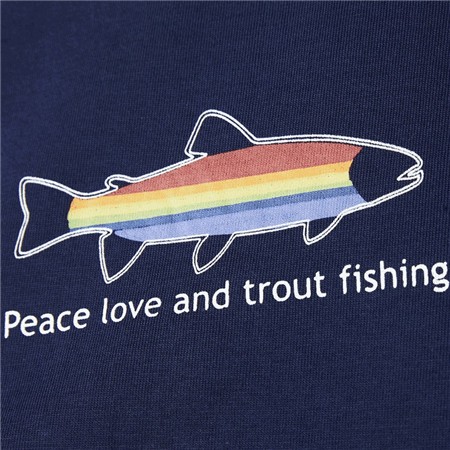 TEE SHIRT MANCHES COURTES HOMME GEOFF ANDERSON ORGANIC PEACE TROUT - NAVY