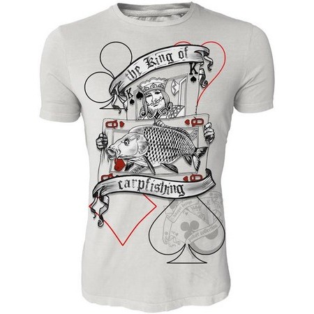 Tee Shirt Manches Courtes Homme Hot Spot Design The King Of Carpfishing - Gris
