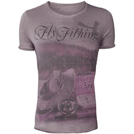 Tee Shirt Manches Courtes Homme Hot Spot Design Vintage Fly Fishing - Violet