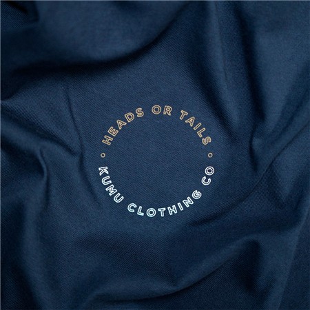 TEE SHIRT MANCHES COURTES HOMME KUMU HEADS OR TAIL - BLEU