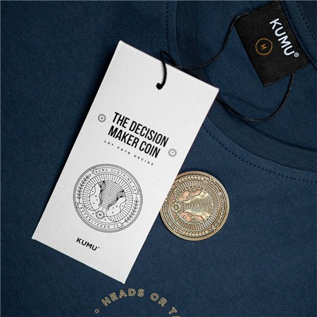 TEE SHIRT MANCHES COURTES HOMME KUMU HEADS OR TAIL - BLEU