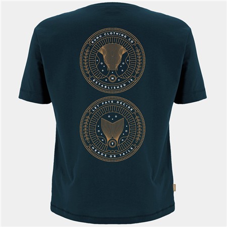Tee Shirt Manches Courtes Homme Kumu Heads Or Tail - Bleu