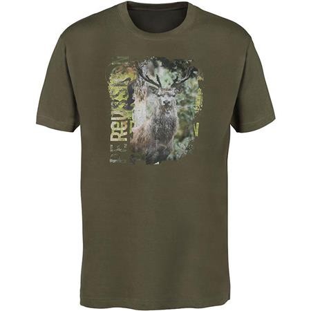 Tee Shirt Manches Courtes Homme Percussion Serigraphie Cerf - Camo
