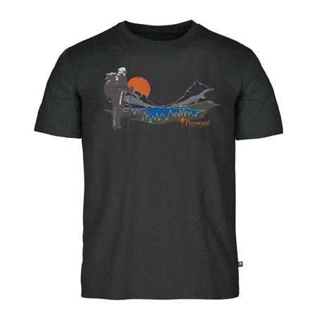 Tee Shirt Manches Courtes Homme Pinewood Finnveden Recycled Outdoor - Anthracite/Sunset - Par 3