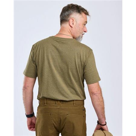 TEE SHIRT MANCHES COURTES HOMME PINEWOOD FINNVEDEN RECYCLED OUTDOOR - OLIVE MEL PINE TREE - PAR 3