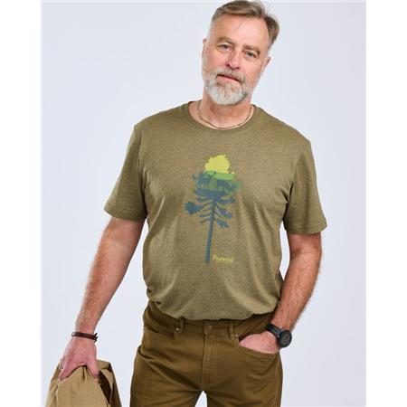 TEE SHIRT MANCHES COURTES HOMME PINEWOOD FINNVEDEN RECYCLED OUTDOOR - OLIVE MEL PINE TREE - PAR 3