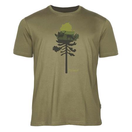 Tee Shirt Manches Courtes Homme Pinewood Finnveden Recycled Outdoor - Olive Mel Pine Tree - Par 3